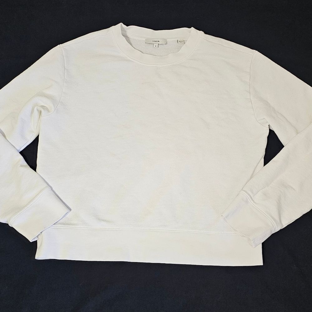 Vince White Cropped Crewneck Sweater – Women’s M
